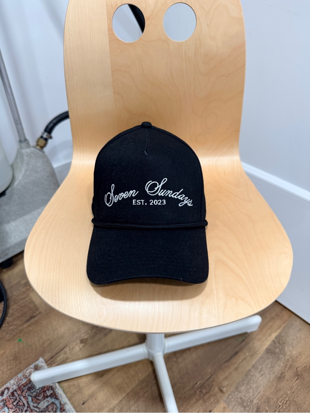 Seven Sunday’s Black Curved-Brim Rope-Detail Baseball Cap
